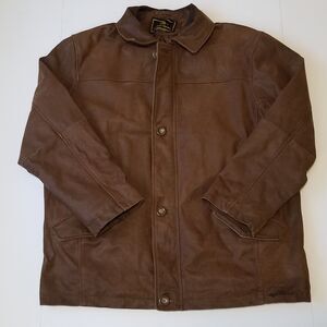 Giovanni Verucci Brown Hunting Style Leather Jacket, Men's Size L, Made in Italy